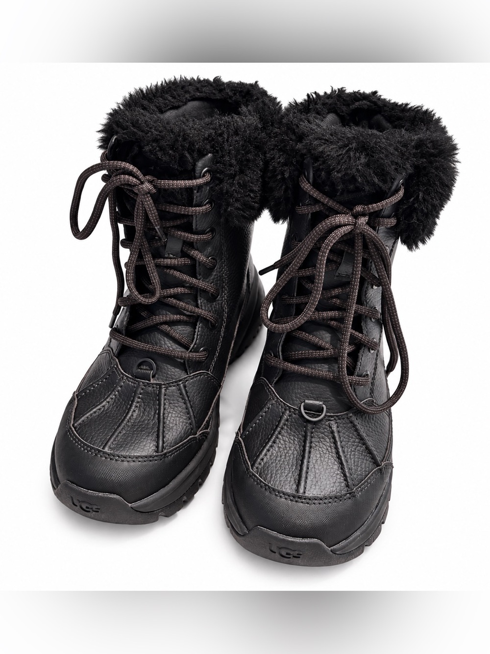 UGG Black Leather Winter Boots – Women’s Size 6